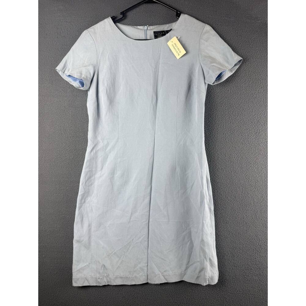 NWT VTG B Moss Dress Collection Womens sz 4 Blue Silk Linen Blend Sleeveless